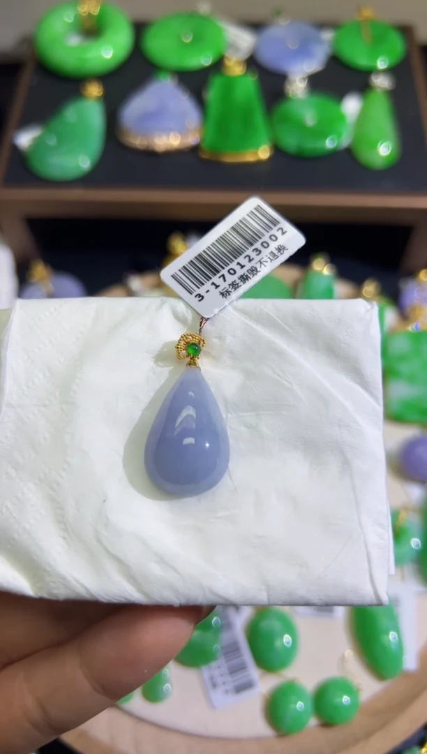 【闪购商品】翡翠颈饰18K金镶嵌Q缅料A货翡翠/支持复检/一件