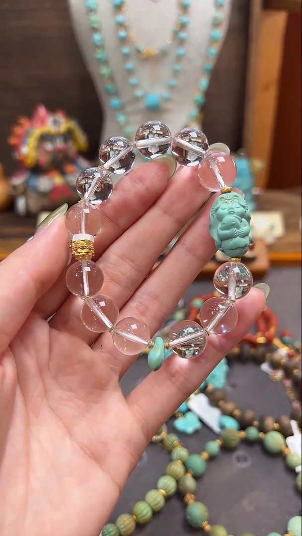 水晶手链18K金镶嵌白水晶手链