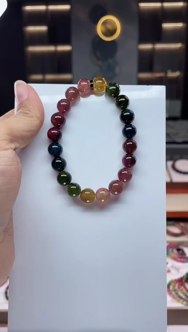 未镶嵌老矿碧玺单圈手串8mm+碧玺（多样性发一条）Q