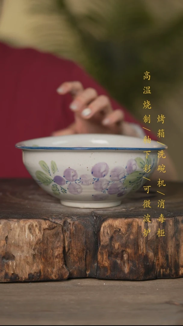 碗景德镇高温釉下彩可微波烤箱洗碗机