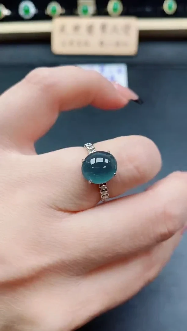 银S925镶嵌戒指翡翠1