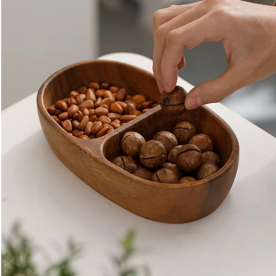 【天百芙】 胡桃木家用糖果分格干果收纳盒