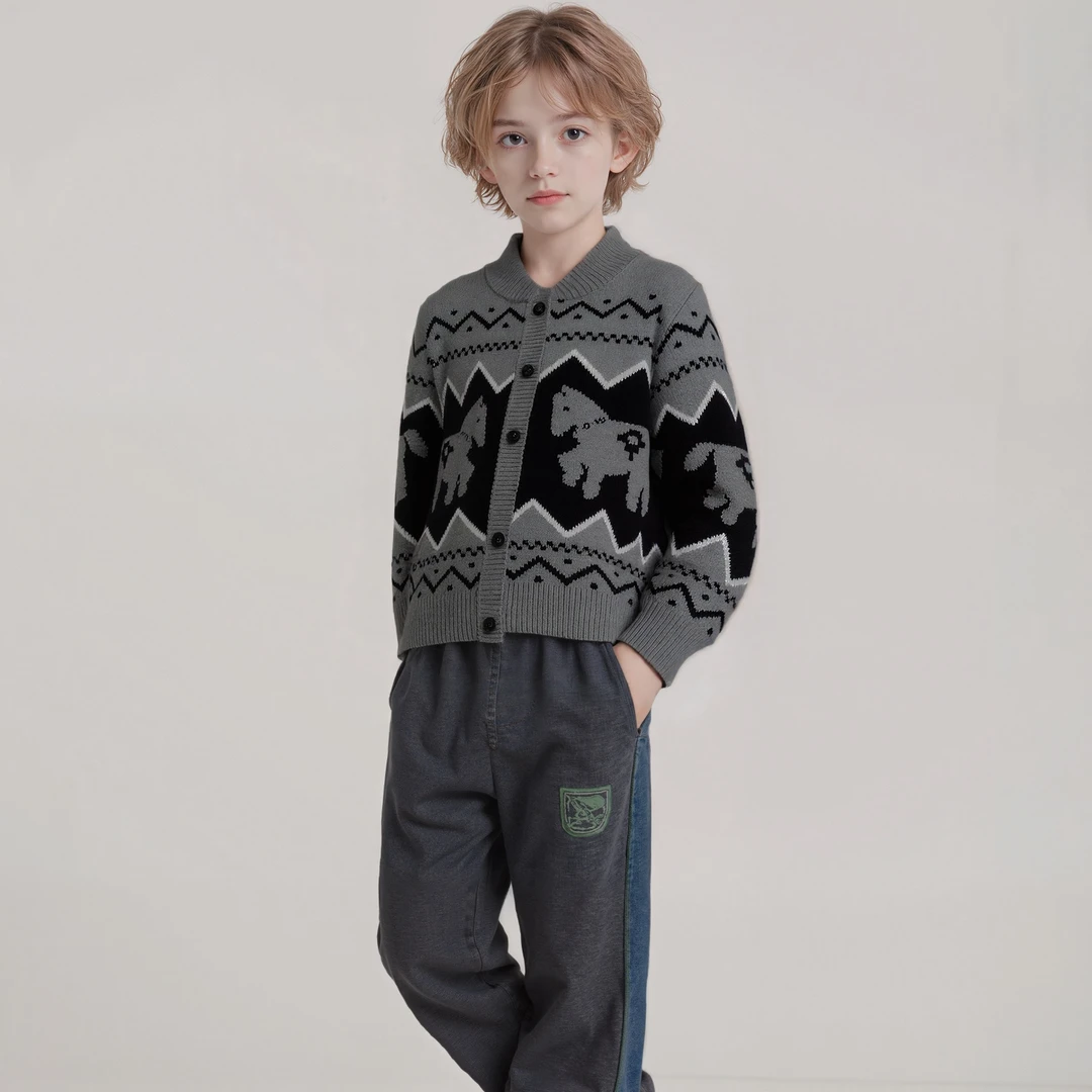 童装毛衣秋冬款2026新款儿童冬季圆领针织衫开衫毛线衣加厚男女童