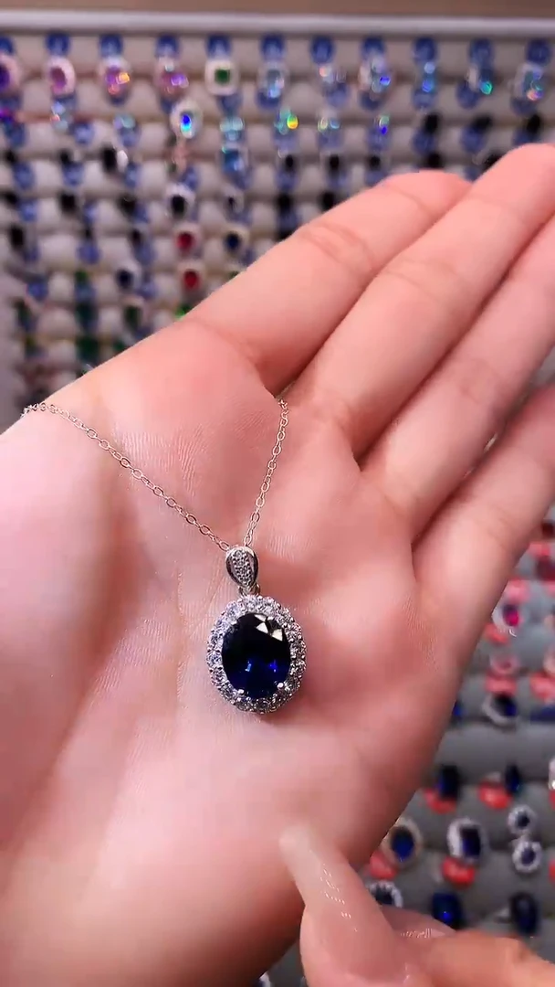 【闪购商品】蓝宝石吊坠(赠链)银S925镶嵌111111