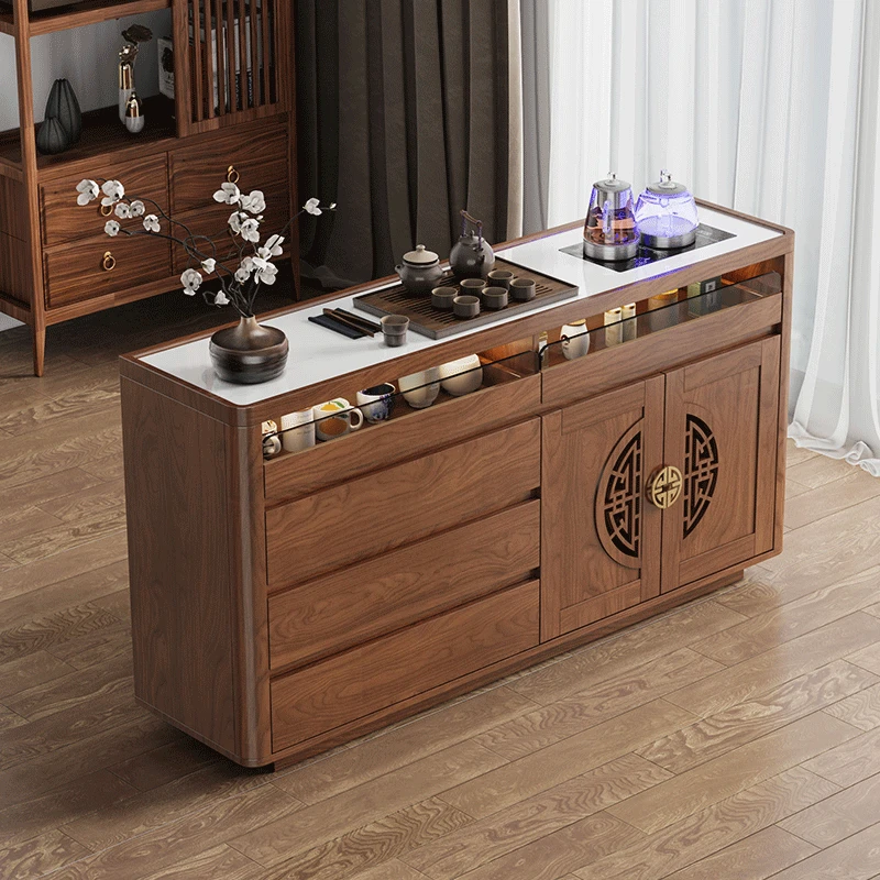 新中式茶吧机2023新款 家用一体桌台式小型桌面家用餐边柜子靠墙