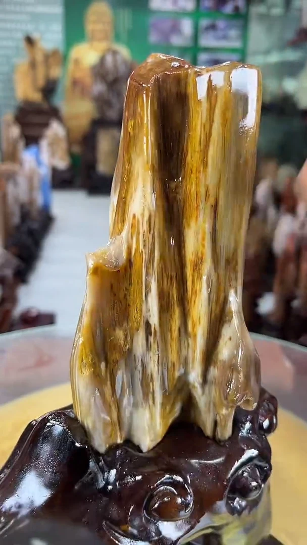 缅甸天然树化玉摆件