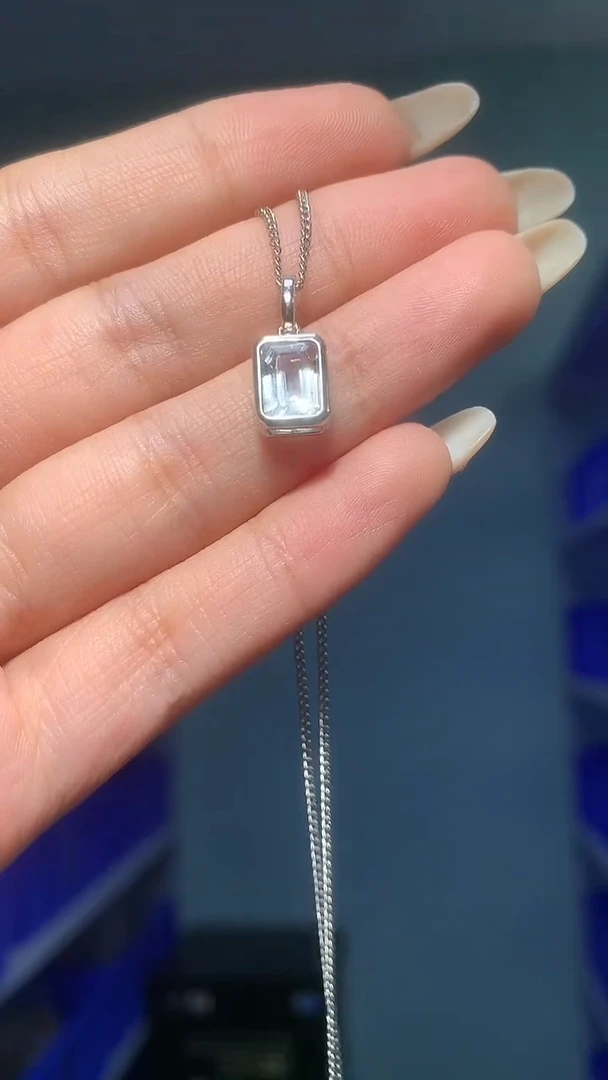 银S925镶嵌颈饰海蓝宝石【宝石世家严选】