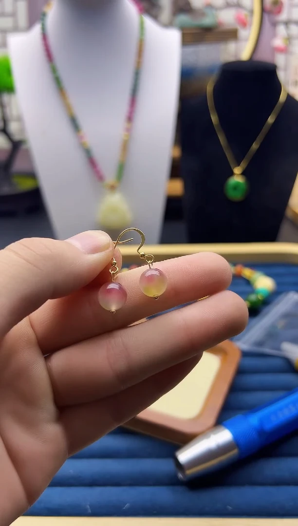 【闪购商品】碧玺耳饰14K金镶嵌E133