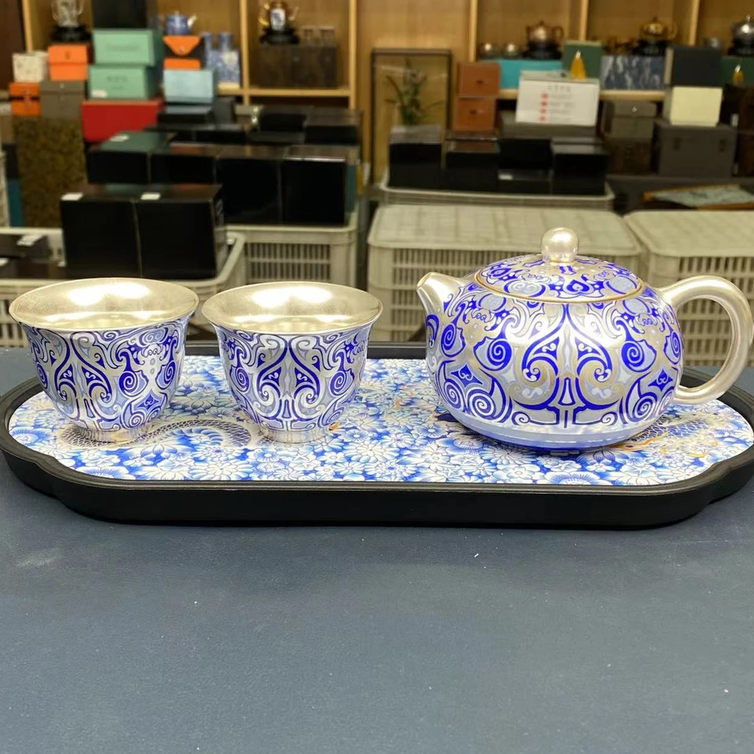 【闪购商品】战国纹西施壶+战国纹品茗杯2只+万花龙茶盘@@ZH2957