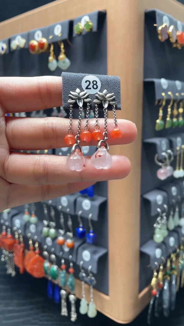 【闪购商品】南红玛瑙耳饰银S925镶嵌0028