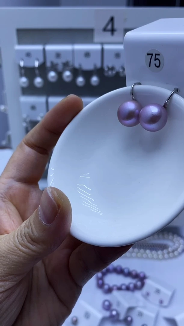 银S925镶嵌耳饰淡水珍珠75