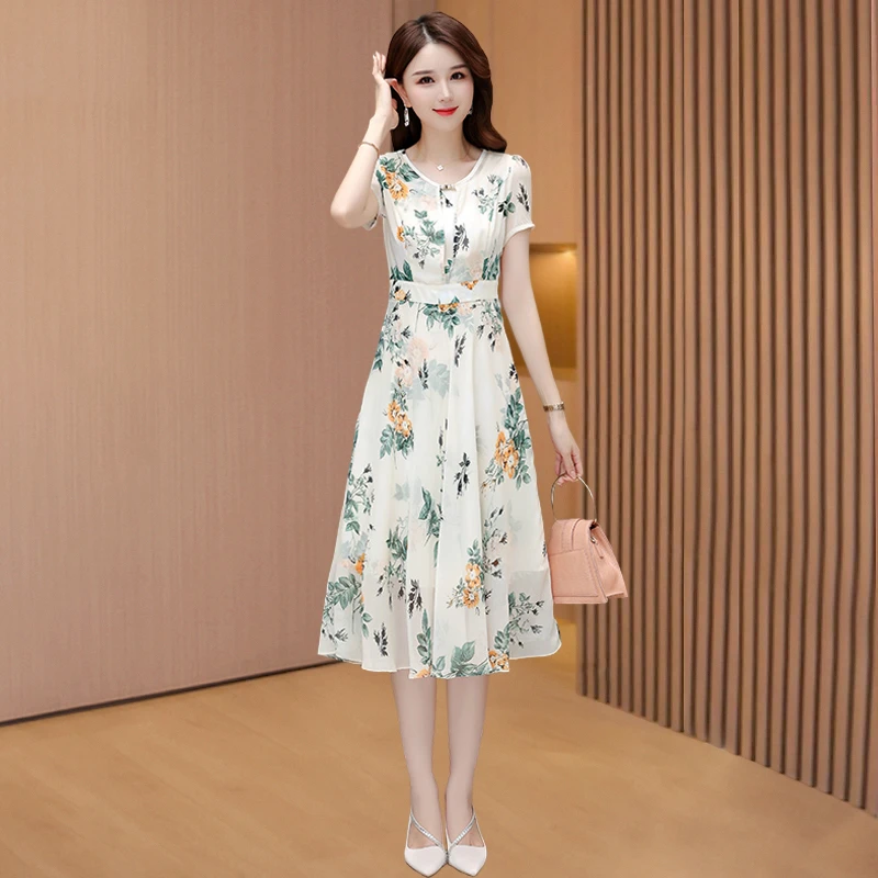 广州十三行女装高端连衣裙女夏2025新款轻奢高级气质碎花雪纺裙子