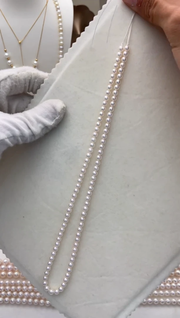 项链银S925镶嵌海水珍珠小米珠4.0-5.0mm