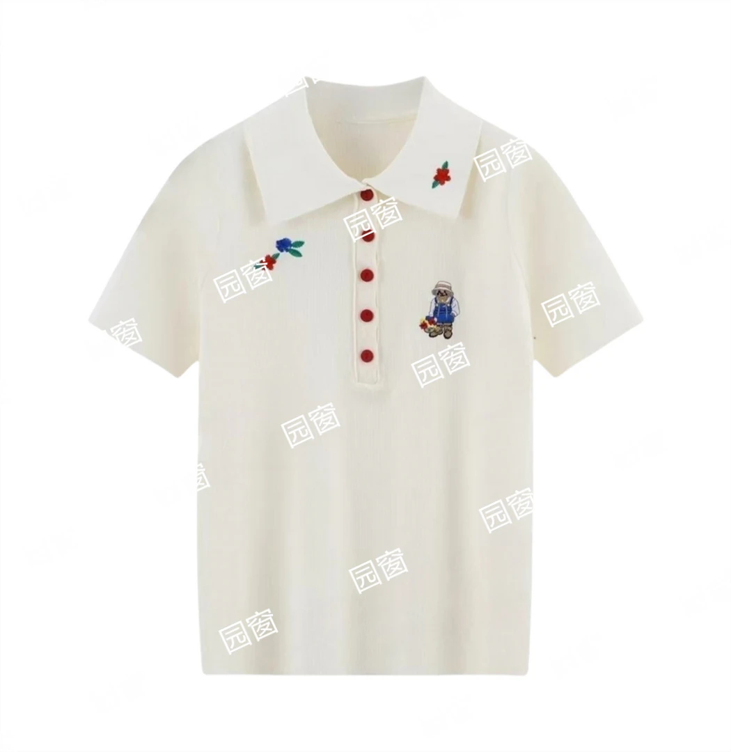 【大眼妹儿】5727时尚舒适休闲百搭翻领半开衫刺绣针织上衣138