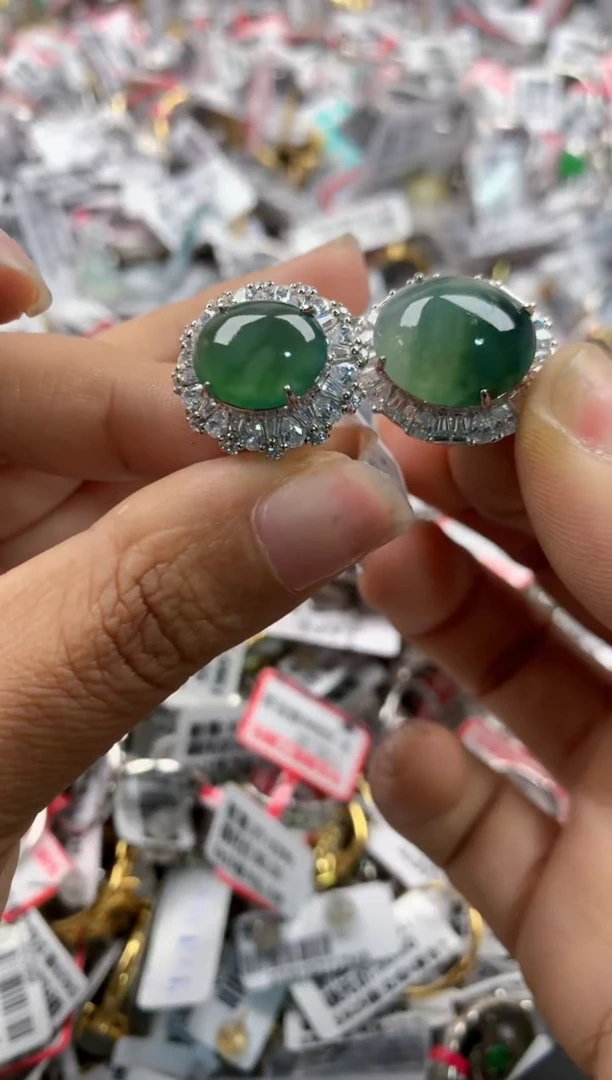 银S925镶嵌戒指翡翠10     5