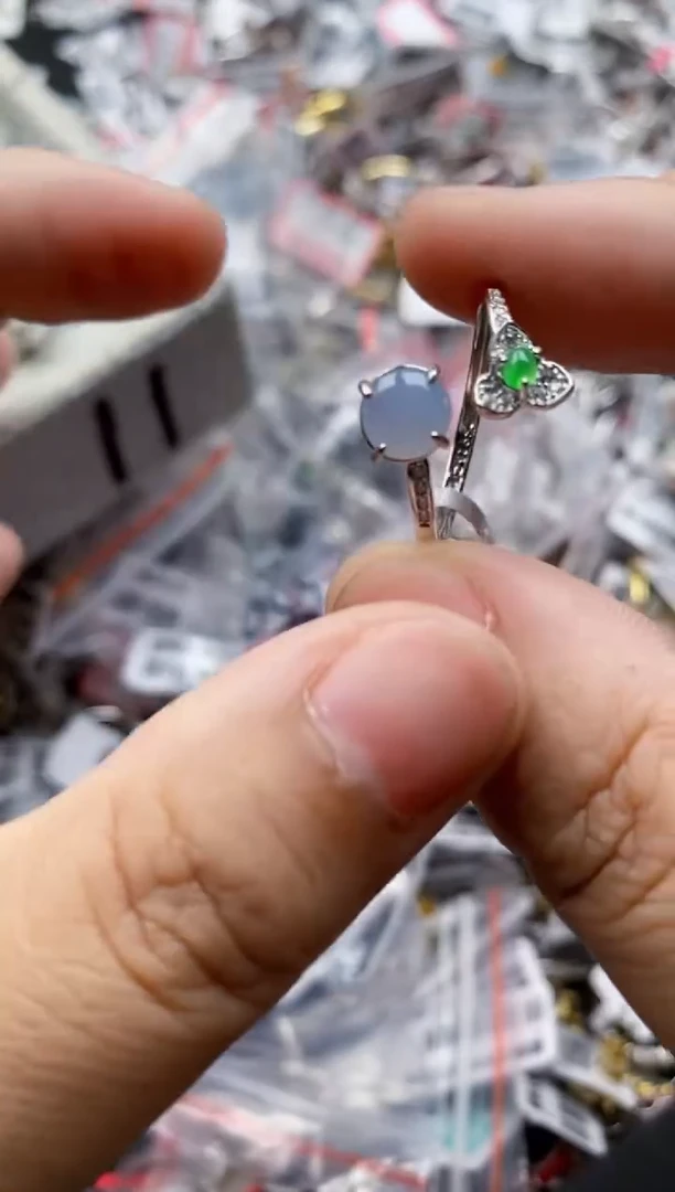 翡翠戒指银S925镶嵌77777     7