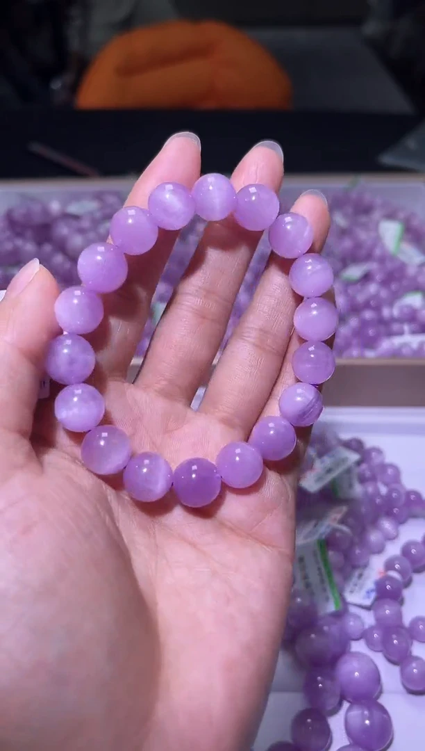 未镶嵌锂辉石手串J049-11mm紫锂辉单圈-多样性发其一