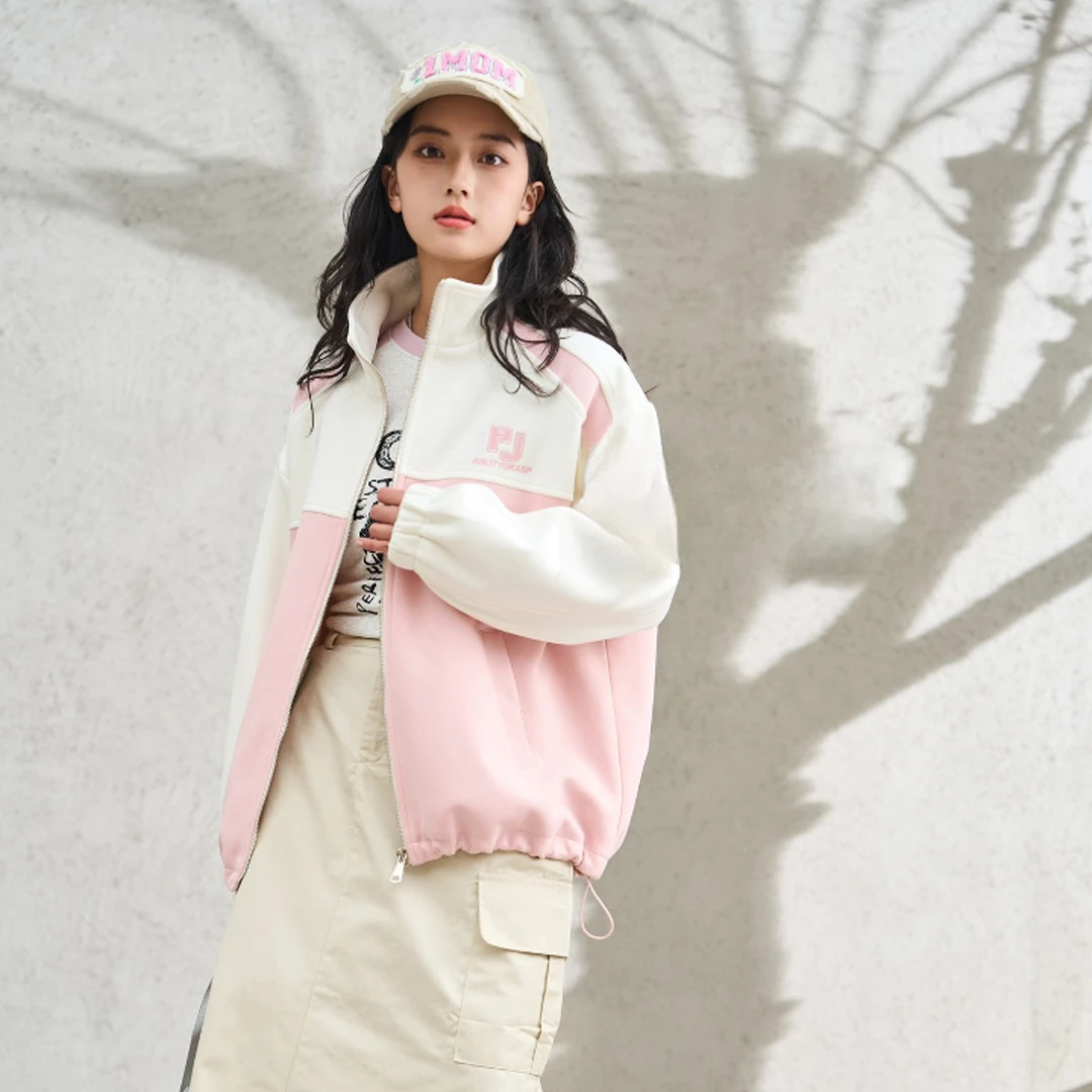 橙子潮童7566-春季休闲潮流男女青少年拼色外套