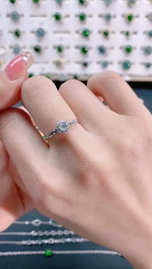 【闪购商品】翡翠戒指银S925镶嵌天然翡翠