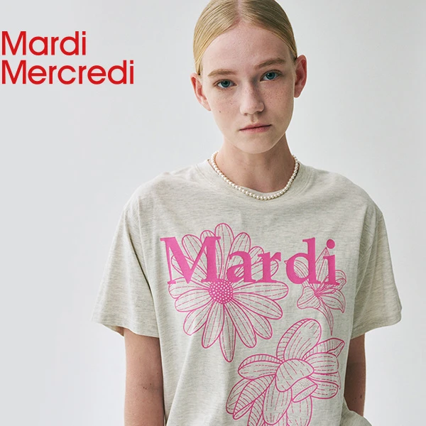 Mardi Mercredi【商场同款】多花小雏菊百合三花短袖t恤休闲MM