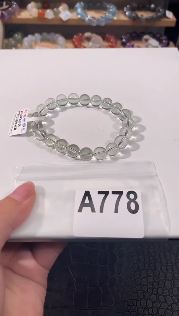 水晶手链未镶嵌A778绿水晶手链9mm