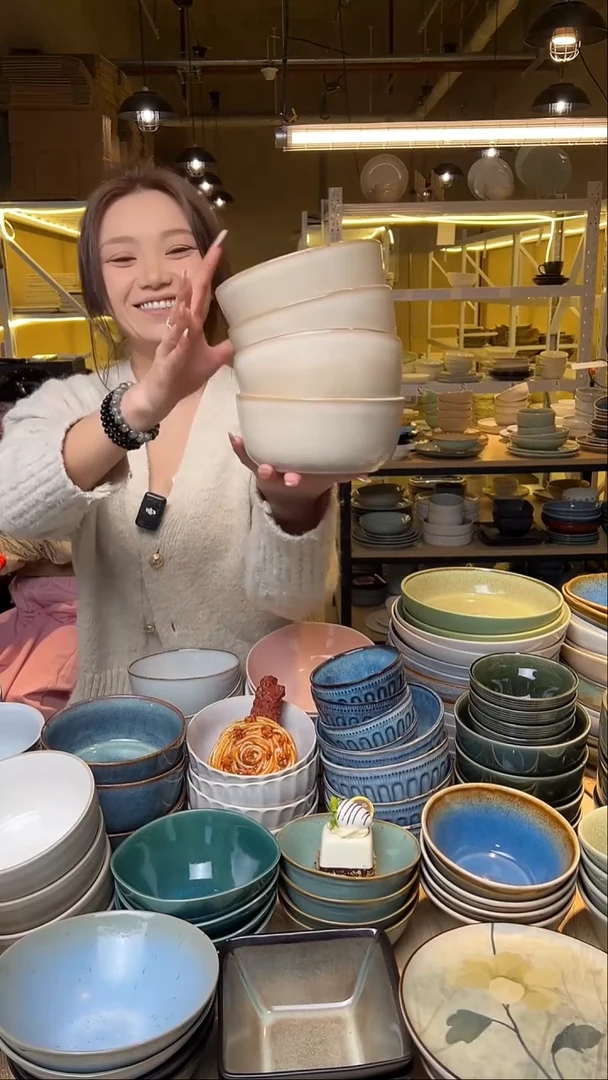 瓷39【瑕疵】外贸尾货窑变釉下彩