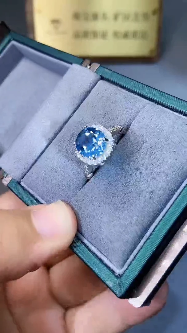 【闪购商品】海蓝宝石戒指银S925镶嵌354