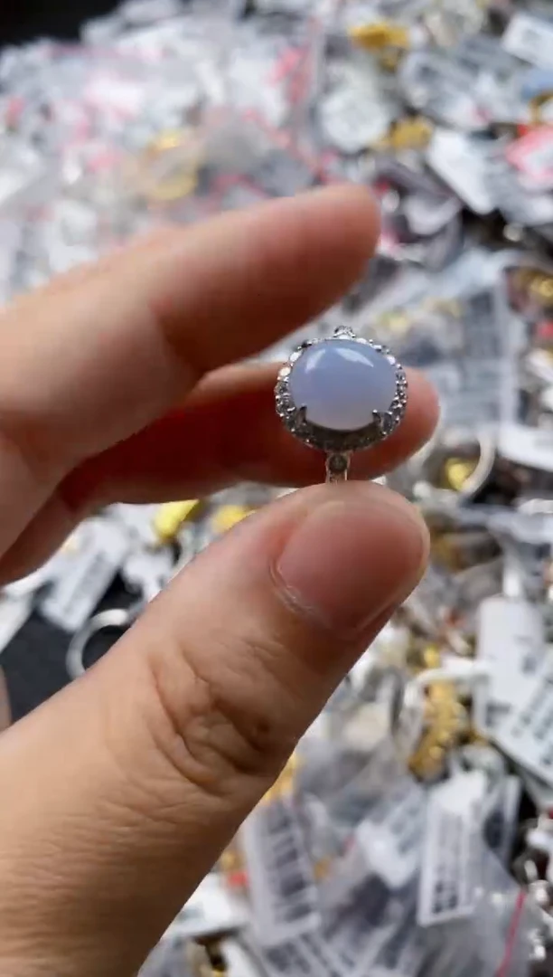 翡翠戒指银S925镶嵌3333   6
