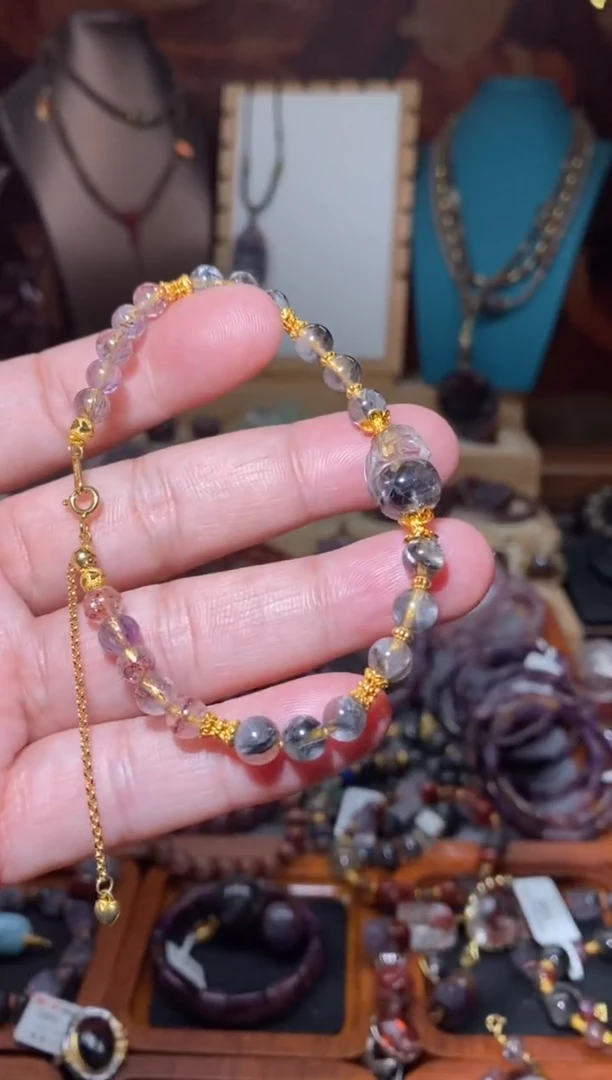 【闪购商品】水晶手链未镶嵌黑银钛