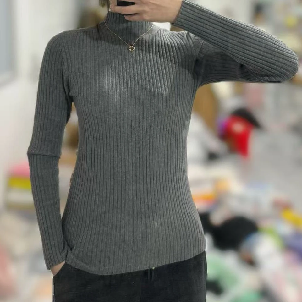 【宽条羊毛针织衫】简约时尚大气打底针织