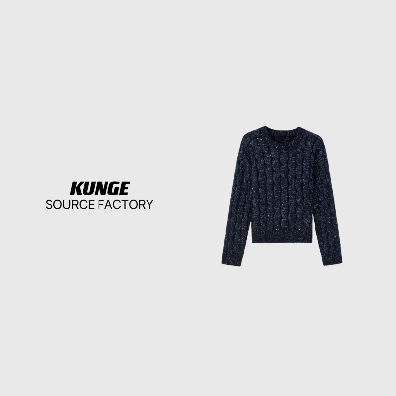 KUNGE 针织毛衫长袖时尚休闲打底设计师秋冬提花毛衣-8677