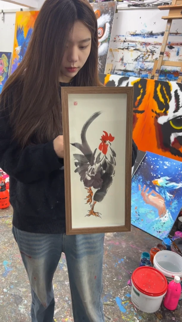 【闪购商品】丙烯画丫丫老师公鸡摆台
