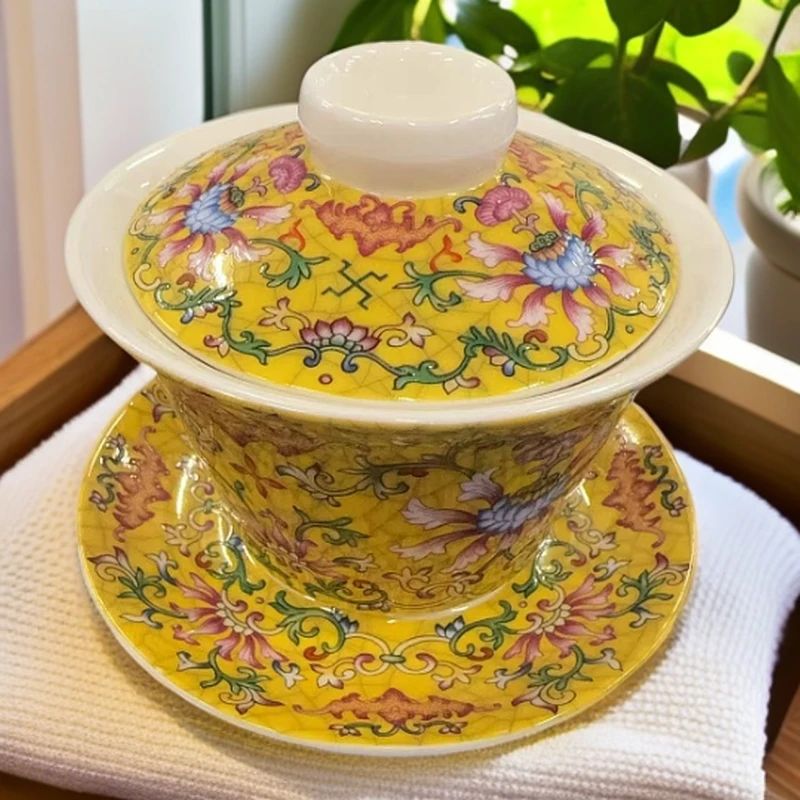 珐琅彩-悬停三才盖碗茶具1078