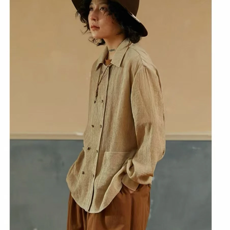 章鱼家 棉麻长袖衬衫 上身巨舒服！