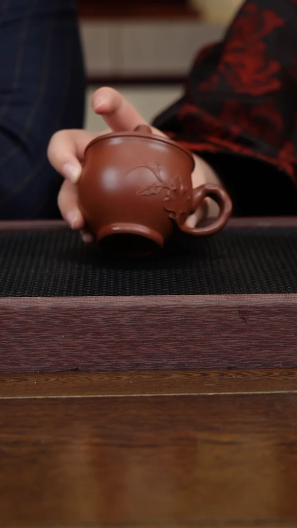 【闪购商品】紫砂茶杯非遗茶器-寿桃盖杯（红皮龙）