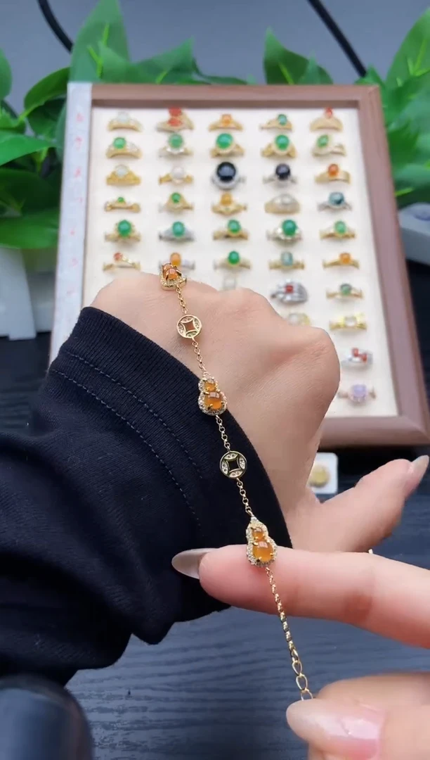 银S925镶嵌手链翡翠12