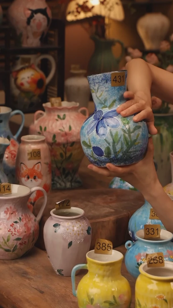 陶瓷431景德镇设计师手作花器摆件侘寂风