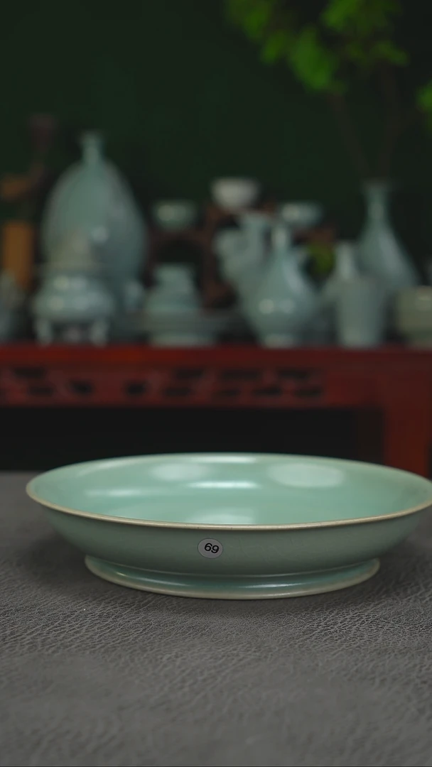 69号扫地僧柴烧卷足汝窑盘一级品微瑕福利~帆