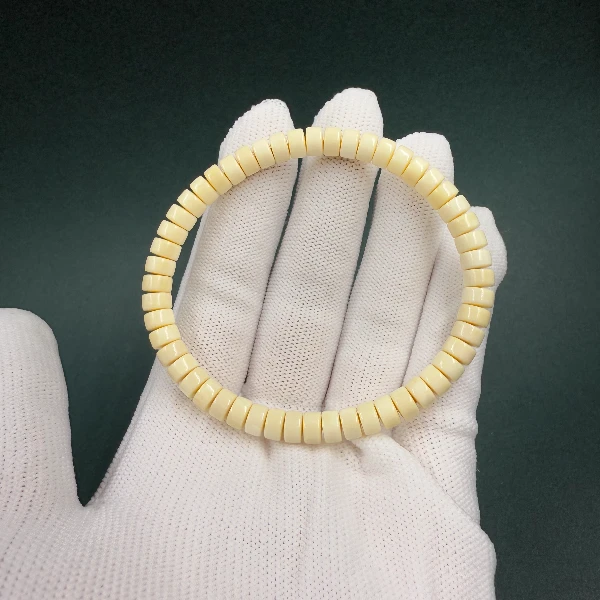 Y4444天然猛犸牙 乳牙药片手串 4*6 支持鉴定 假一罚四