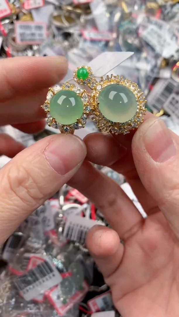 银S925镶嵌戒指翡翠555               1