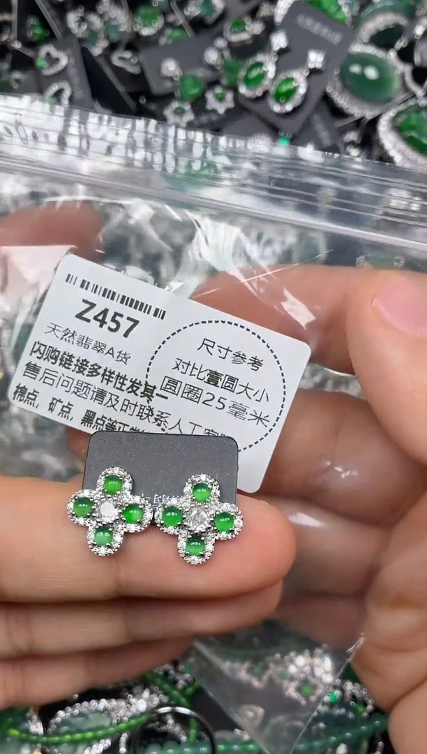 颈饰未镶嵌翡翠Z457耳钉