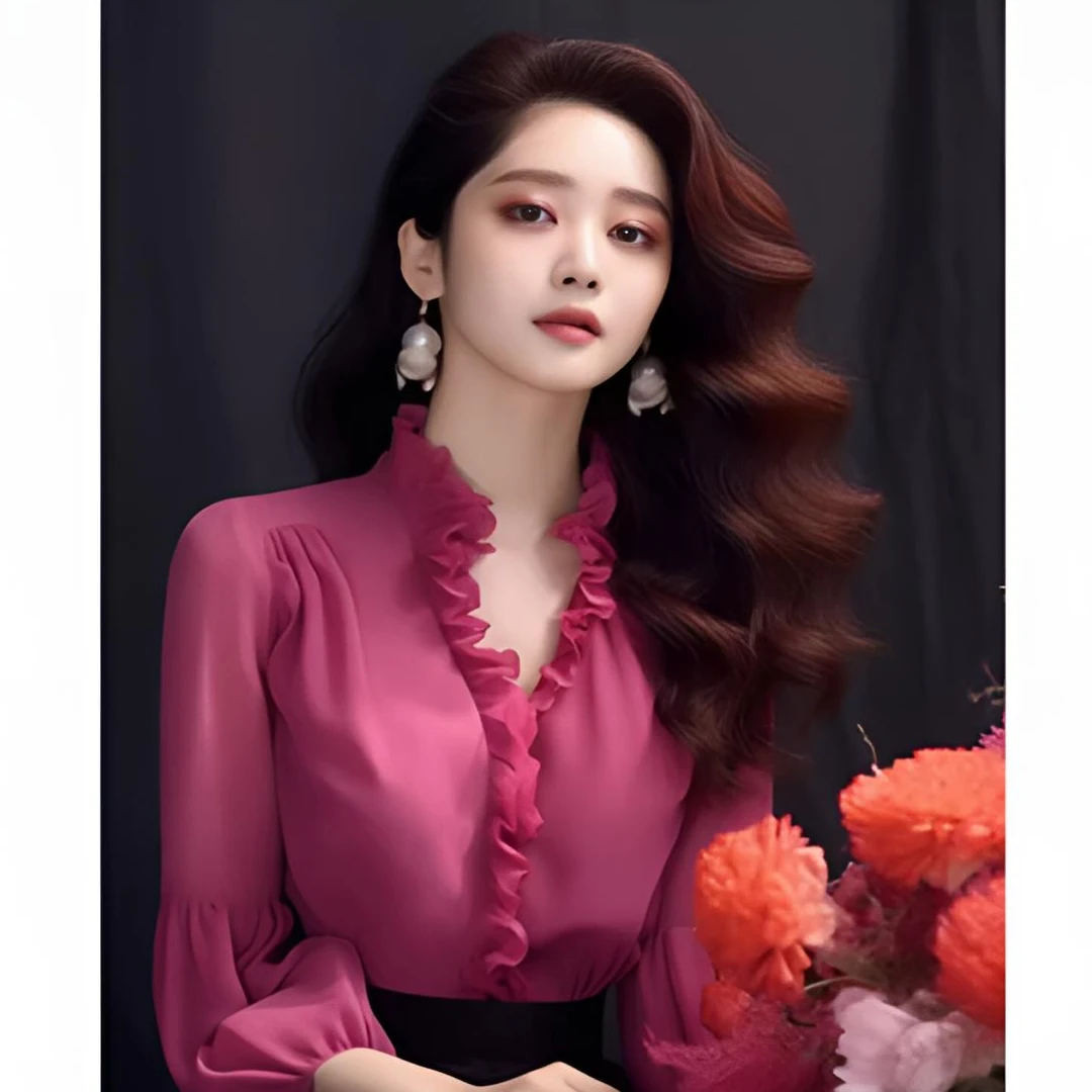 韩系早春穿搭独特超好看衬衣高级感时尚洋气绝美玫红色衬衫上衣女