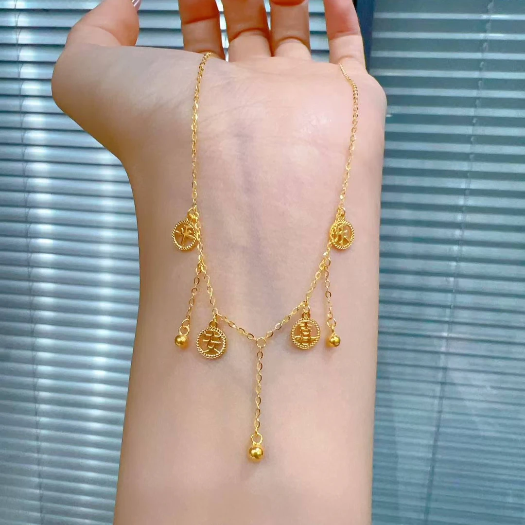 【乐妍专享】足金999平安喜乐流苏套链高级精致女神风（多退少补）