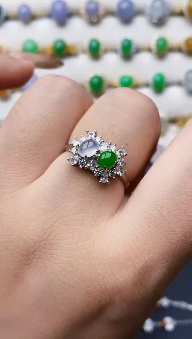 银S925镶嵌戒指翡翠0009