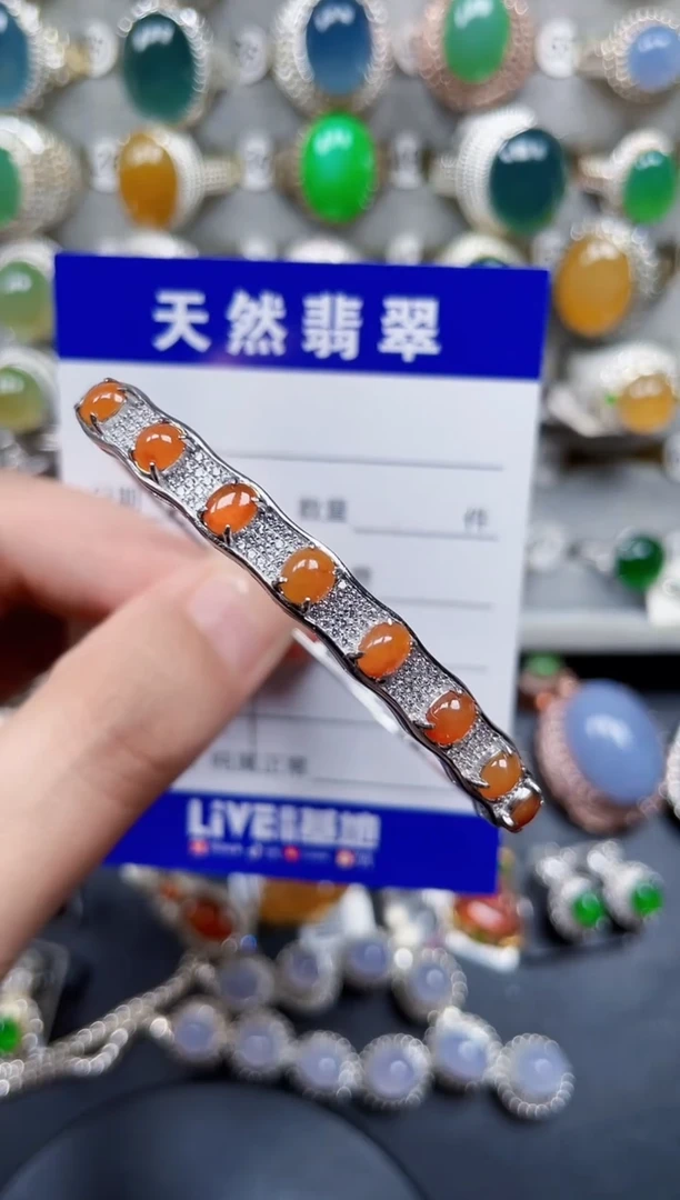银S925镶嵌手镯翡翠279