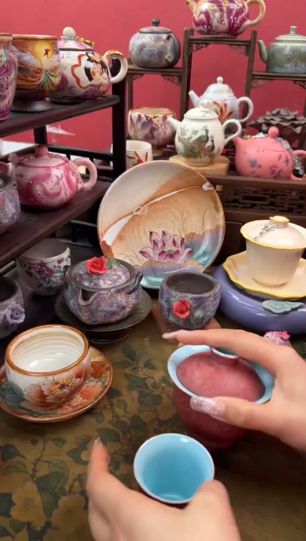 【闪购商品】红丝绒花结晶盖碗