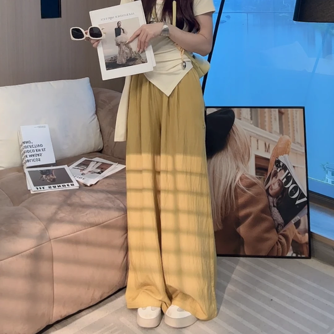 【静静衣橱】夏季新款气质高腰夏季阔腿裤慵懒风薄款休闲裤6216