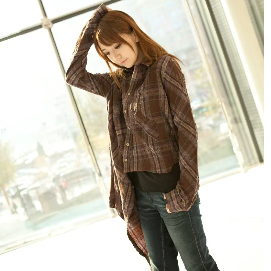 原创羊毛格仔女士衬衫