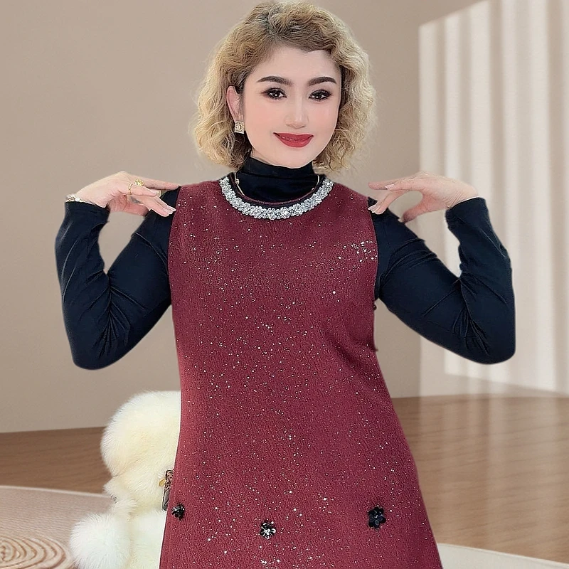 欧洲站名暖小香风8825重工高级感两件套连衣裙