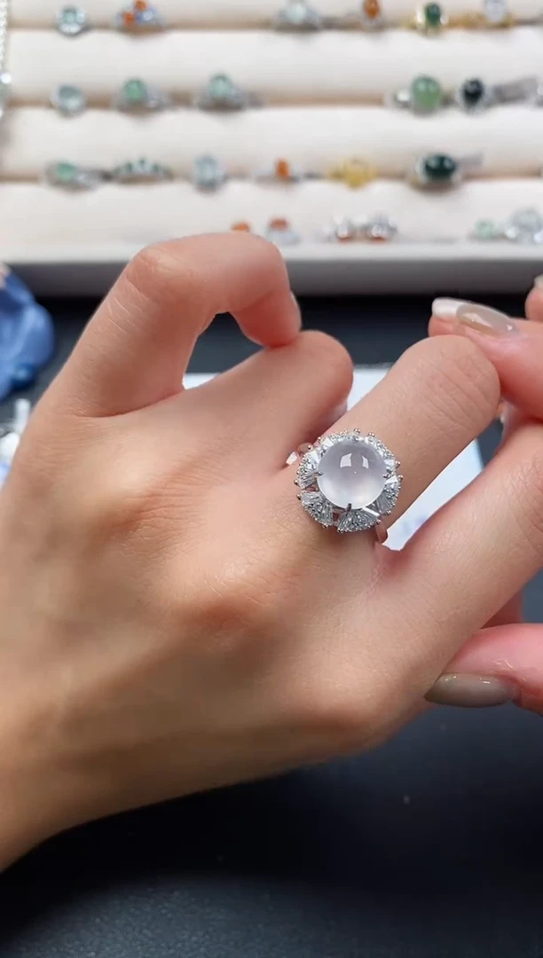 银S925镶嵌戒指翡翠777777+4